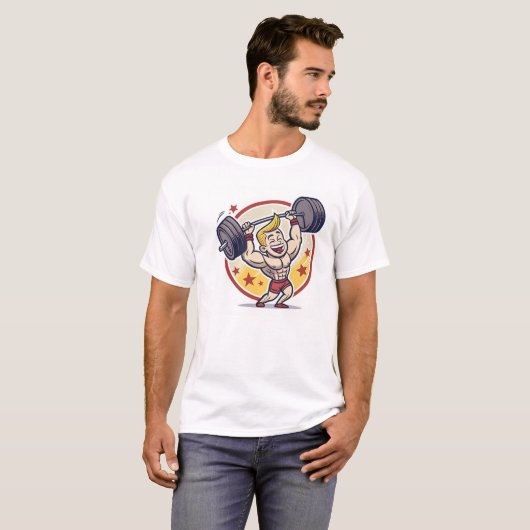 Cartoon Bodybuilder Mascot Illustration T-Shirt (Vorne ganz)