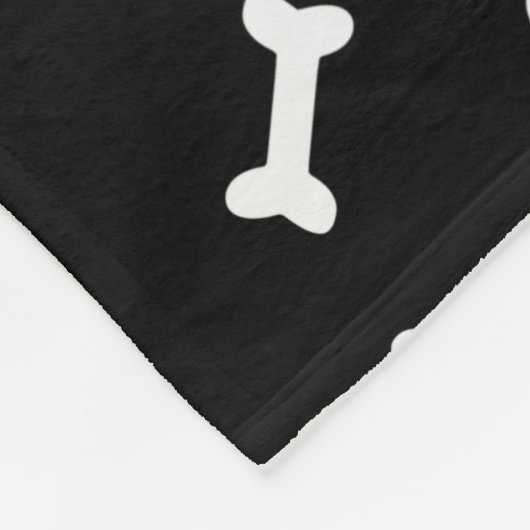 Cartoon Bone Pattern On Black Fleecedecke (Ecke)