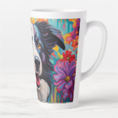 Cartoon Border Collie im Garten Latte Tasse (Rechts)