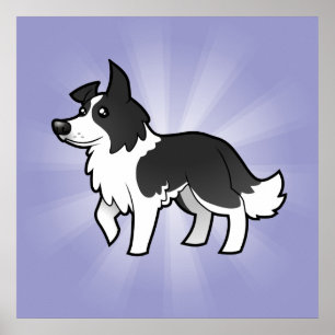 Cartoon Border Collie Poster