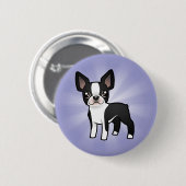Cartoon Boston Terrier Button (Vorne & Hinten)
