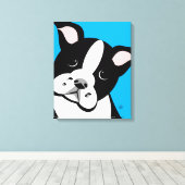 Cartoon Boston Terrier Canvas Print Leinwanddruck (Insitu (Holzboden))