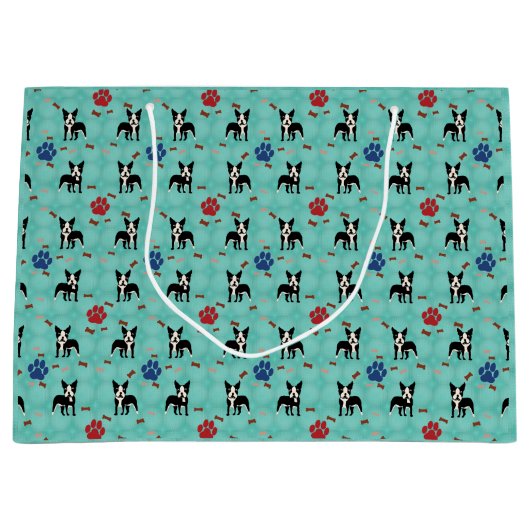 Cartoon Boston Terrier Große Geschenktüte (Vorderseite)