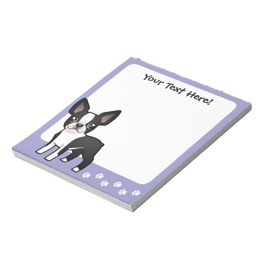 Cartoon Boston Terrier Notizblock (Rotiert)