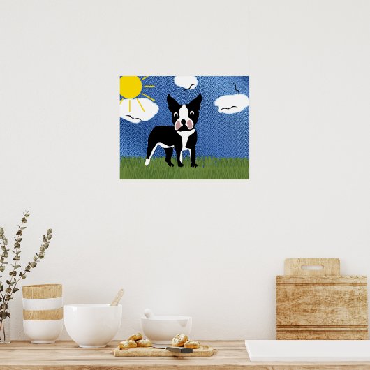Cartoon Boston Terrier Poster (Küche)