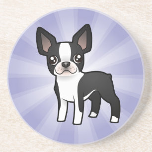Cartoon-Boston-Terrier Sandstein Untersetzer
