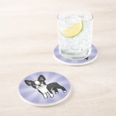 Cartoon-Boston-Terrier Sandstein Untersetzer (Seite)