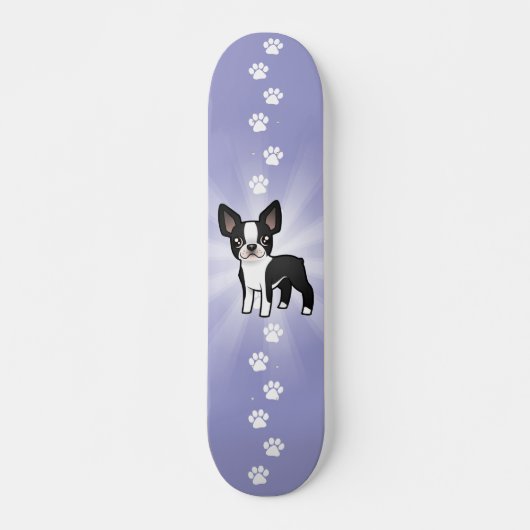 Cartoon-Boston-Terrier Skateboard (Vorne)