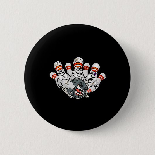 Cartoon Bowler erschreckt Bowling Buttone Funny Sp Button (Vorderseite)