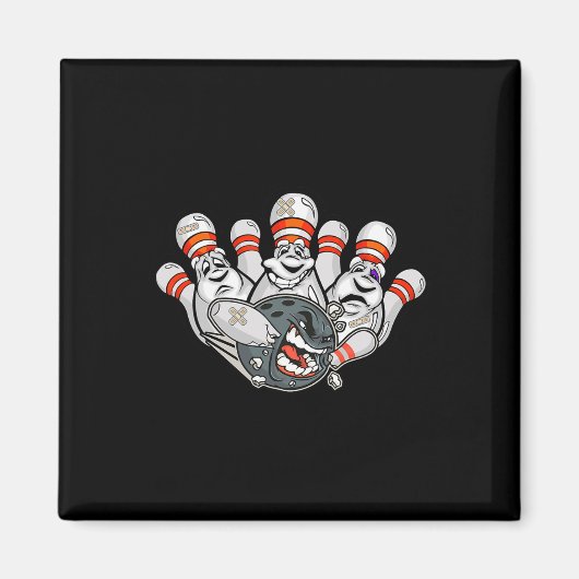 Cartoon Bowler erschreckt Bowling Buttone Funny Sp Magnet (Vorne)
