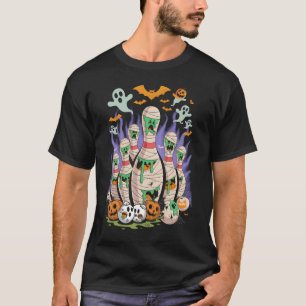 Cartoon Bowling erschrockene Bowlingpins Sport Bow T-Shirt