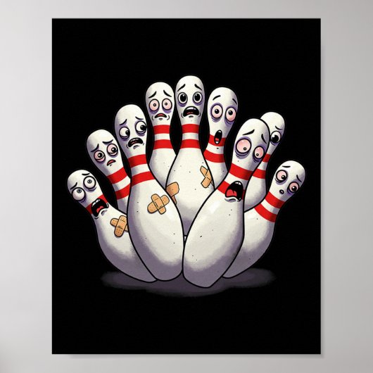 Cartoon Bowling Scanik Bowling Buttone Funny Sport Poster (Vorne)