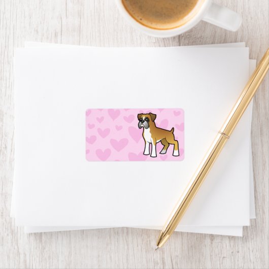 Cartoon Boxer Adressaufkleber (Insitu)