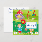 Cartoon Boy Baby Dusche Einladung (Vorne/Hinten)