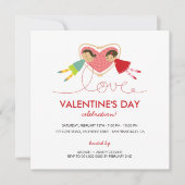 Cartoon Boy Hearts Girl Liebe Valentine Party Card Einladung (Vorderseite)