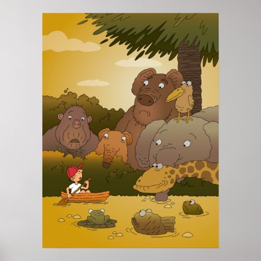 Cartoon Boy Tropical Jungle Animal Poster (Vorne)
