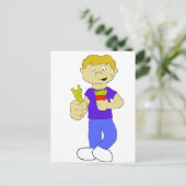 Cartoon Boy With French Fries Postkarte (Stehend Vorderseite)