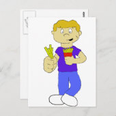 Cartoon Boy With French Fries Postkarte (Vorne/Hinten)