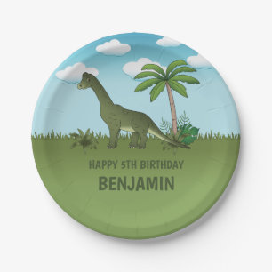 Cartoon Brachiosaurus Dinosaur Kindergeburtstag Pappteller