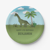Cartoon Brachiosaurus Dinosaurier Kid's Geburtstag Pappteller (Vorderseite)