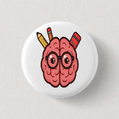 Cartoon Brain Motivierend Abzeichen - Fun Student Button (Vorderseite)