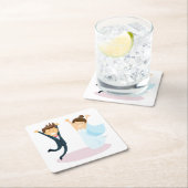 Cartoon Braut & Groom Hochzeit Rechteckiger Pappuntersetzer (Vor Ort)