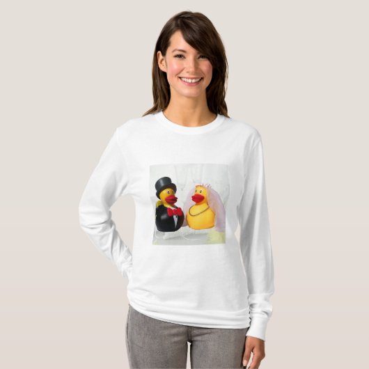 ***CARTOON BRIDE AND GROOM RUBBER DUCKIES" T-SHIRT (Vorne ganz)