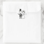 Cartoon Bride & Groom Just Married Wedding Runder Aufkleber (Tasche)