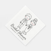 Cartoon Bride Groom Schwarz-weißes Brautparty Serviette (Ecke)