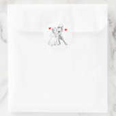 Cartoon Bride Groom Wedding Red Schwarz-weiß Runder Aufkleber (Tasche)