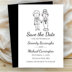 Cartoon Bride Groom Wedding retten die Hochzeit Einladung