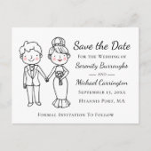 Cartoon Bride Groom Wedding retten die Hochzeit Postkarte (Vorderseite)
