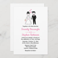 Cartoon Bride Groom Whimsical Retro Hochzeit