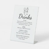 Cartoon Bride Groom Whimsical Wedding Drinks Bar Sockelschild (Vorderseite)