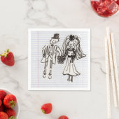 Cartoon Bridge/Groom Paper Napkins Serviette (Beispiel)