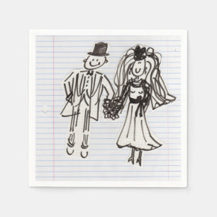 Cartoon Bridge/Groom Paper Napkins Serviette