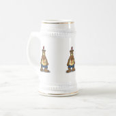 Cartoon Brown Bär stehend auf seinen Hinterfüßen Bierglas (Vorderseite Links)