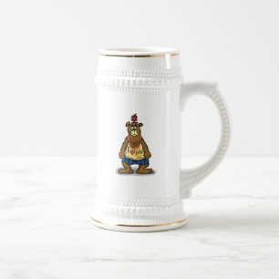 Cartoon Brown Bär stehend auf seinen Hinterfüßen Bierglas