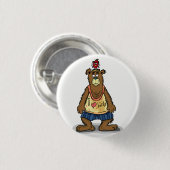 Cartoon Brown Bär stehend auf seinen Hinterfüßen Button (Vorne & Hinten)