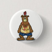 Cartoon Brown Bär stehend auf seinen Hinterfüßen Button (Vorderseite)