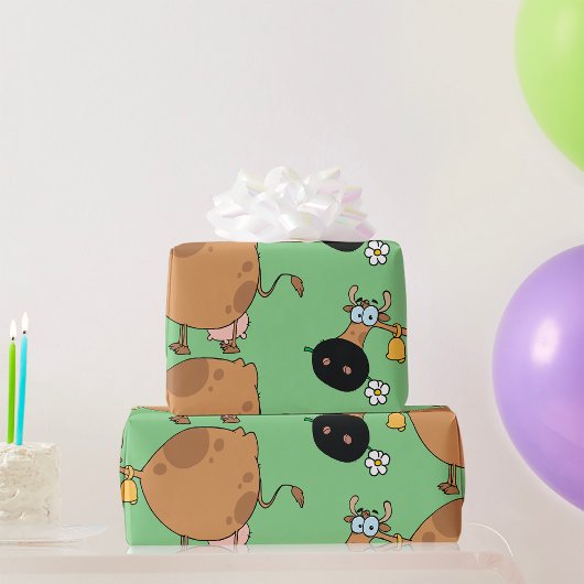 Cartoon Brown Cow Geschenkpapier