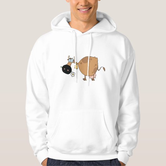 Cartoon Brown Cow Hoodie (Vorderseite)