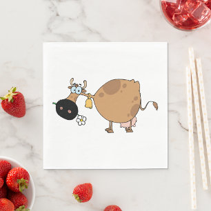 Cartoon Brown Cow Serviette