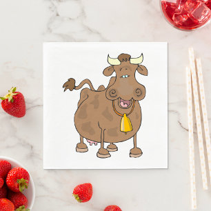 Cartoon Brown Cow Serviette