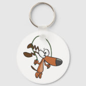 Cartoon Brown Dog Skipping Schlüsselanhänger (Vorderseite)