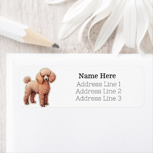 Cartoon Brown Poodle Puppy Dog Rücksendeadresse (Insitu)