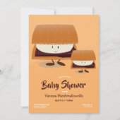 Cartoon Brown White S'more Character Baby Shower Einladung (Vorderseite)