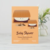 Cartoon Brown White S'more Character Baby Shower Einladung (Stehend Vorderseite)