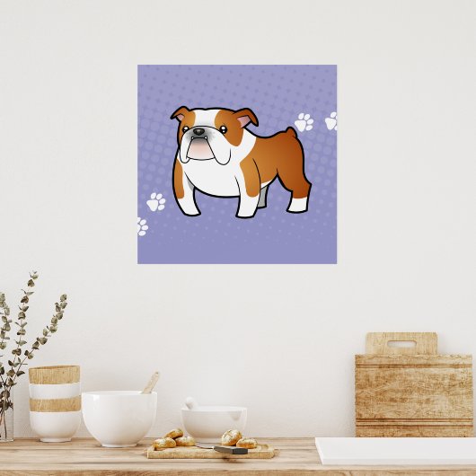 Cartoon Bulldog Poster (Küche)