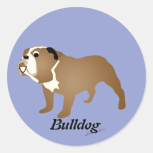 Cartoon Bulldog Runder Aufkleber